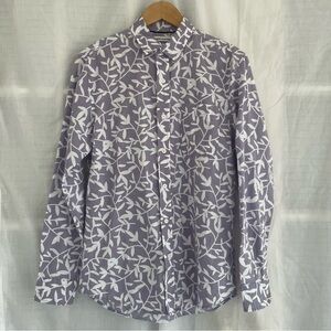 Lavender Floral Button Up Shirt, Linen Blend